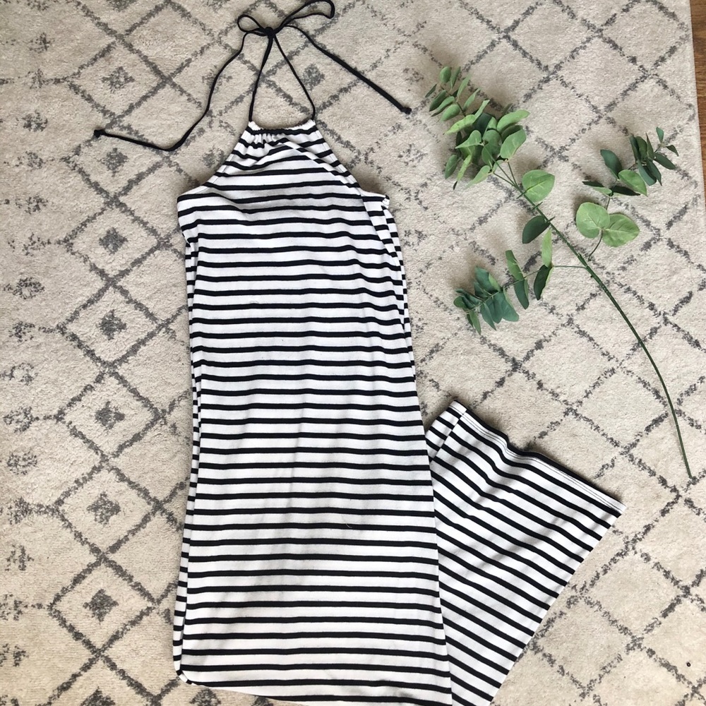Black and white striped maxi dress